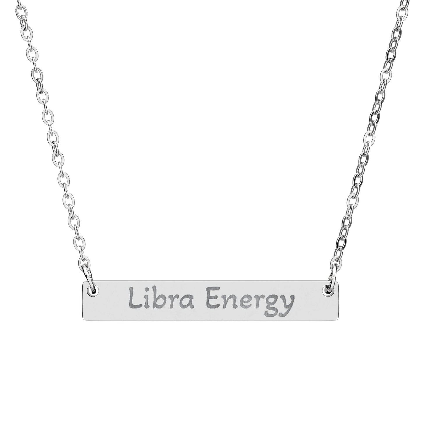 Libra Energy Engraved Bar Necklace