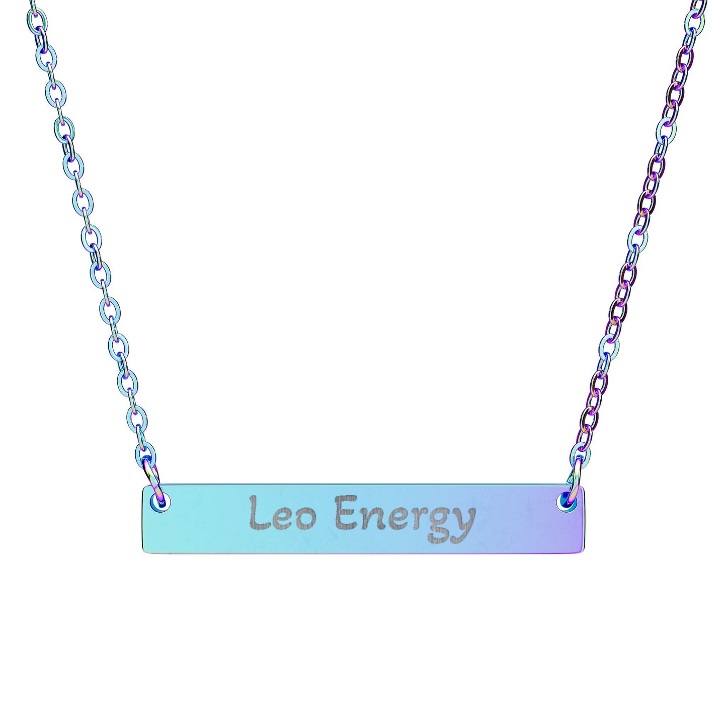 Leo Energy Engraved Bar Necklace