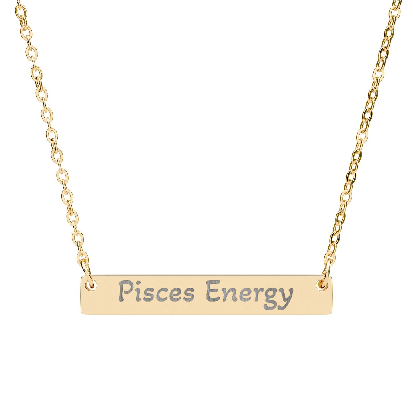 Pisces Energy Engraved Bar Necklace