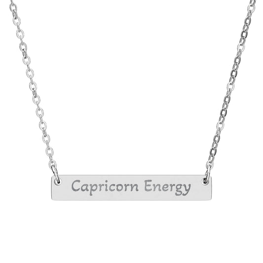 Capricorn Energy Engraved Bar Necklace