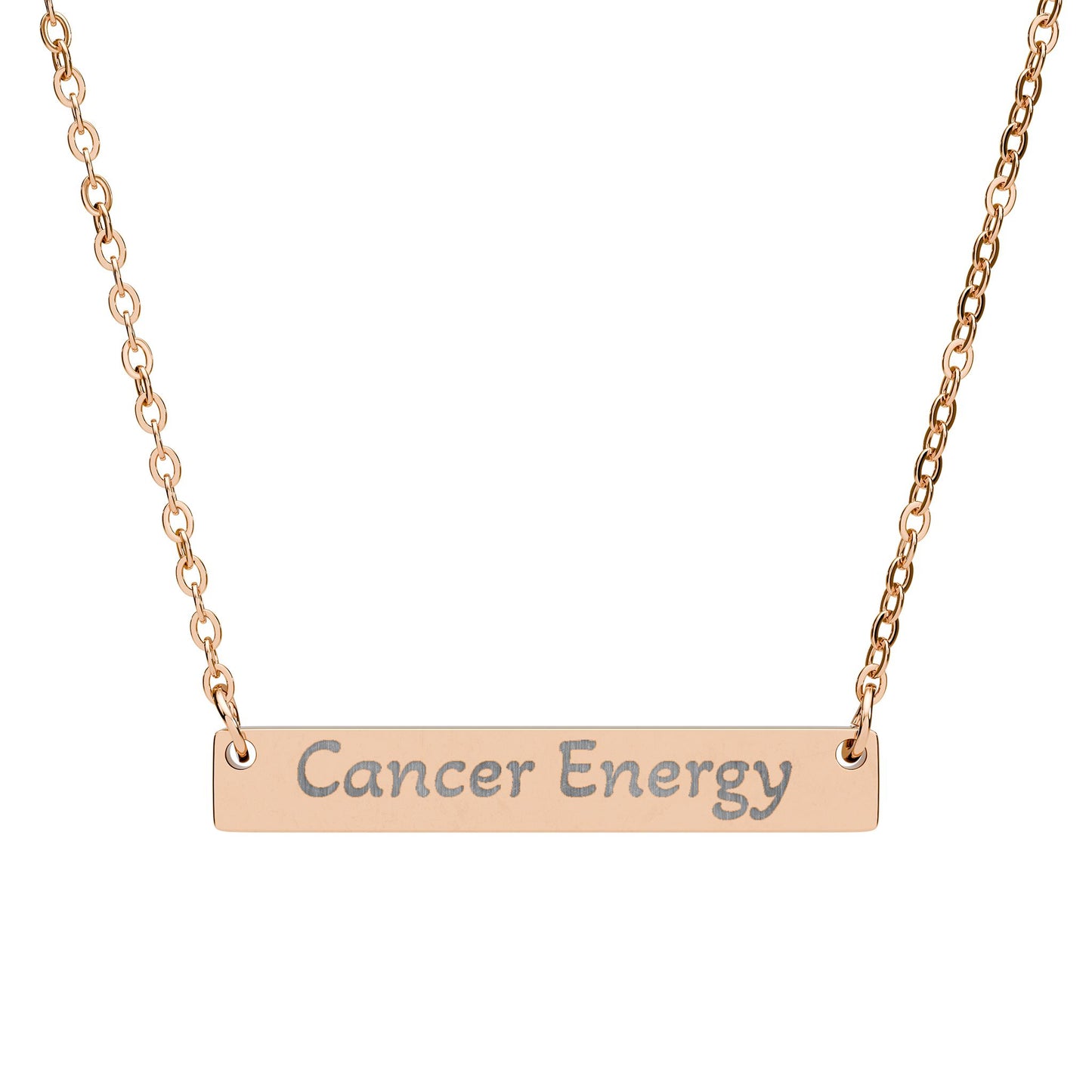 Cancer Energy Engraved Bar Necklace