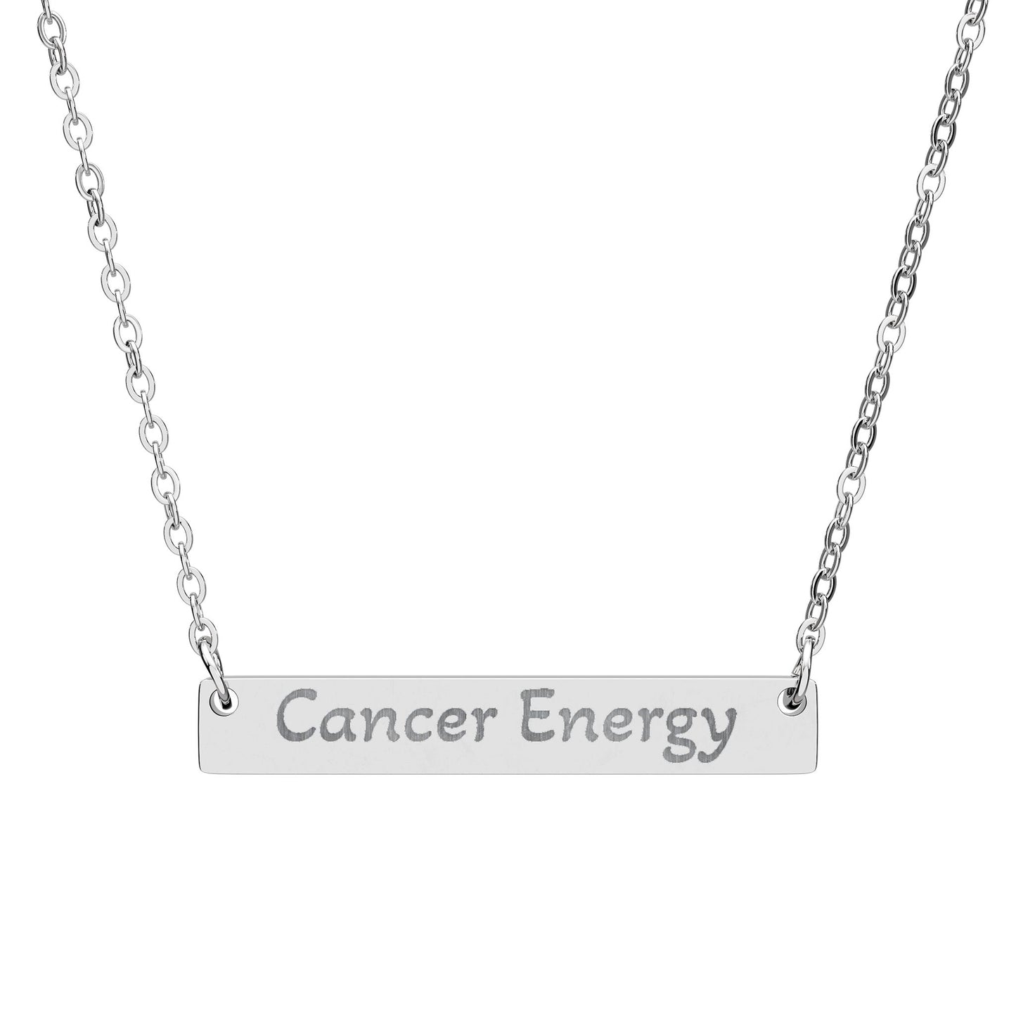 Cancer Energy Engraved Bar Necklace