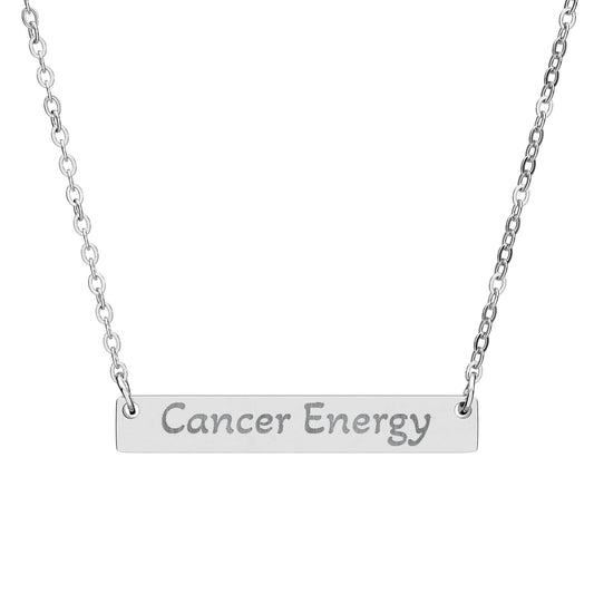Cancer Energy Engraved Bar Necklace