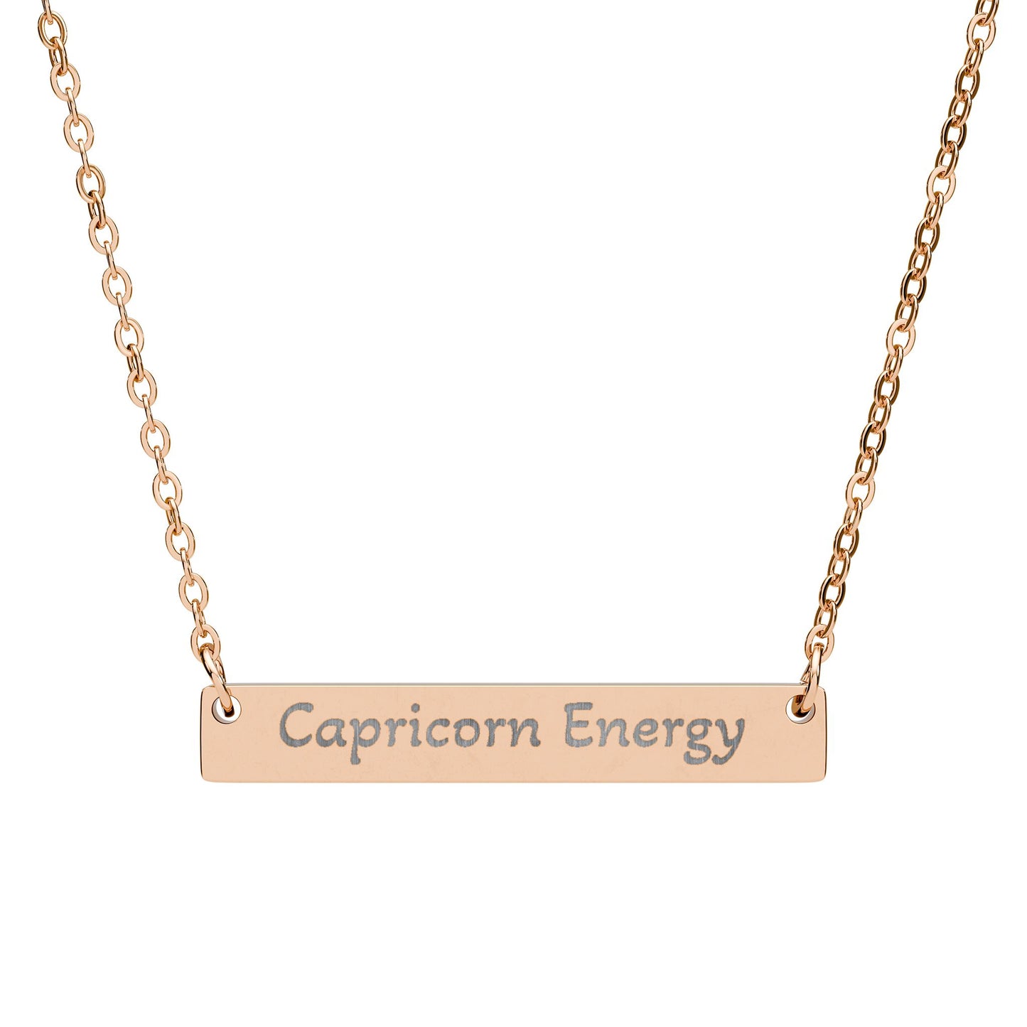 Capricorn Energy Engraved Bar Necklace