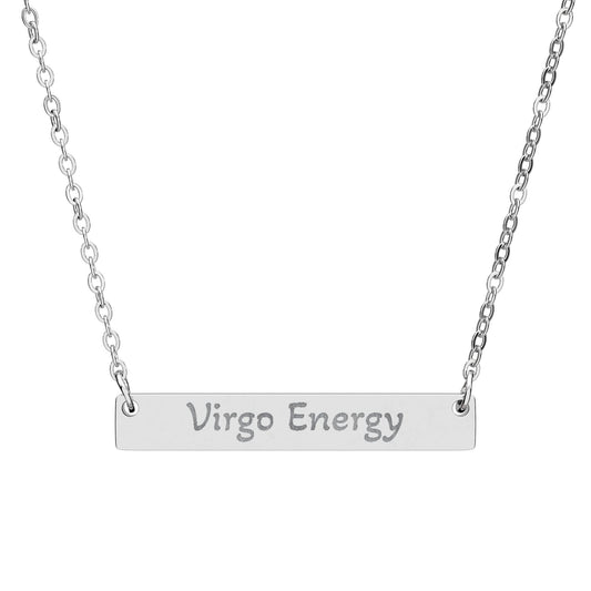 Virgo Energy Engraved Bar Necklace