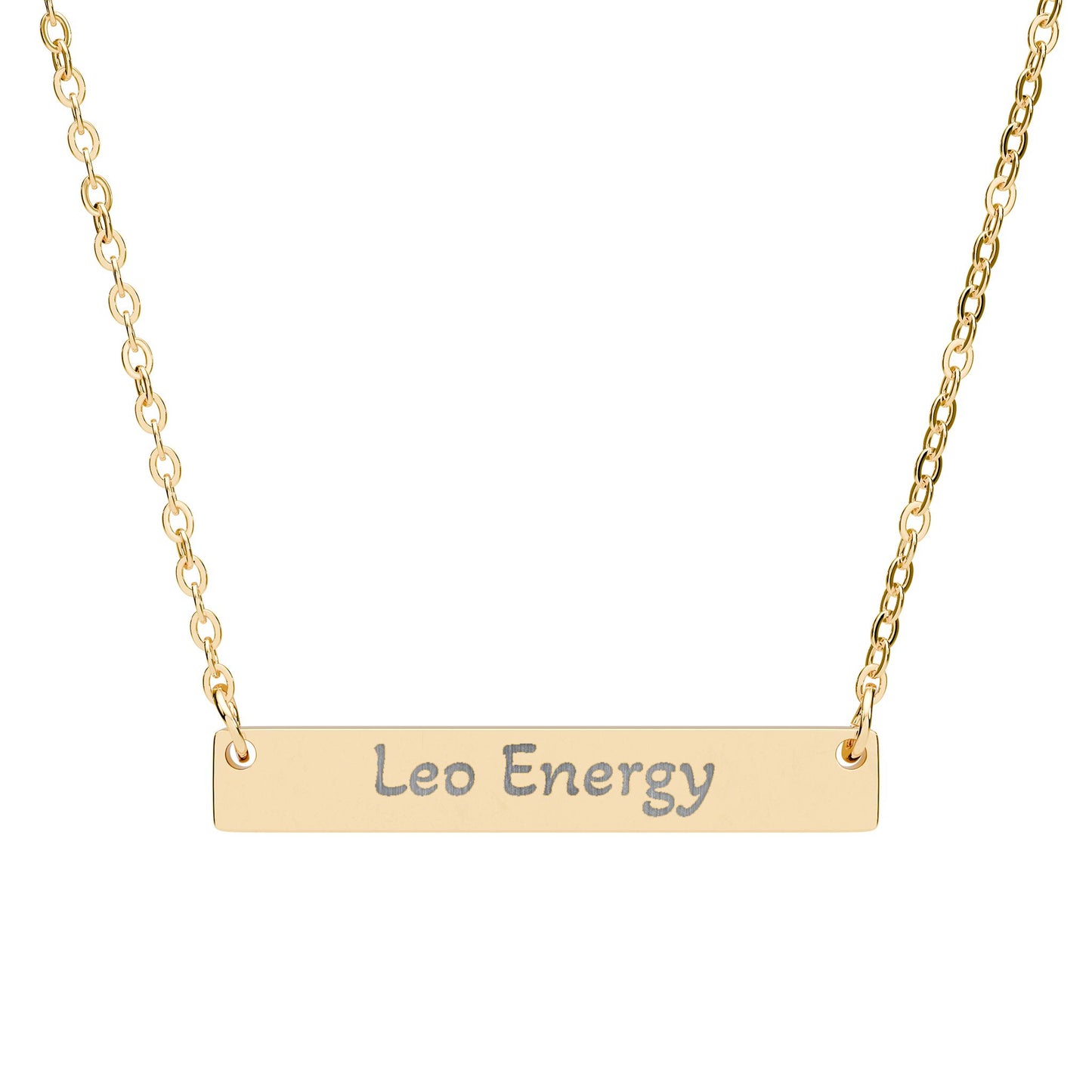 Leo Energy Engraved Bar Necklace