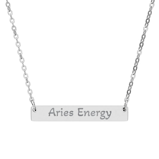 Aries Energy Engraved Bar Necklace