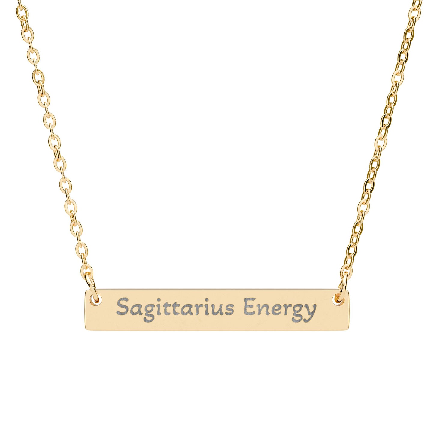 Sagittarius Energy Engraved Bar Necklace