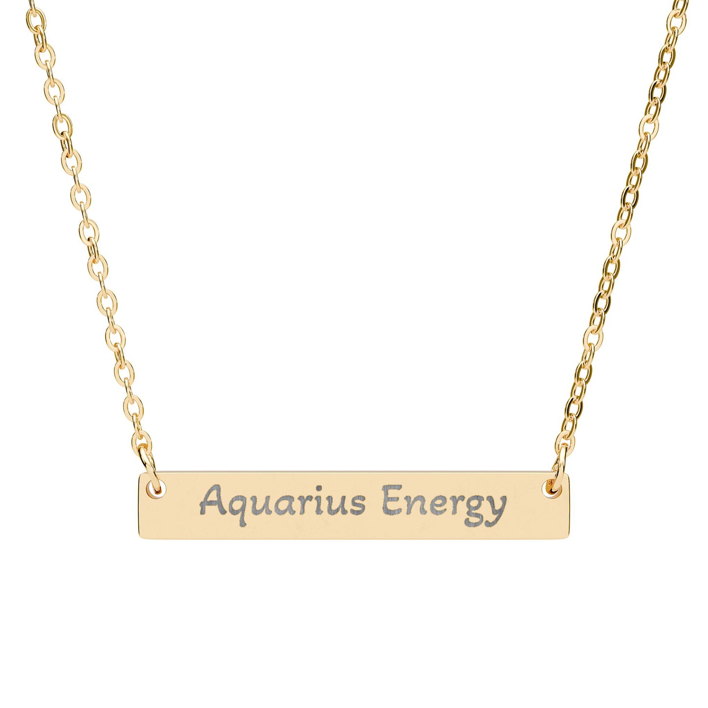 Aquarius Energy Engraved Bar Necklace