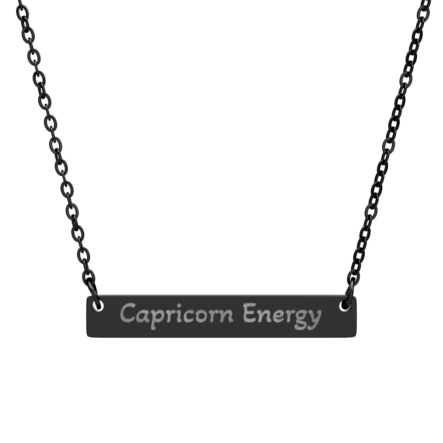 Capricorn Energy Engraved Bar Necklace