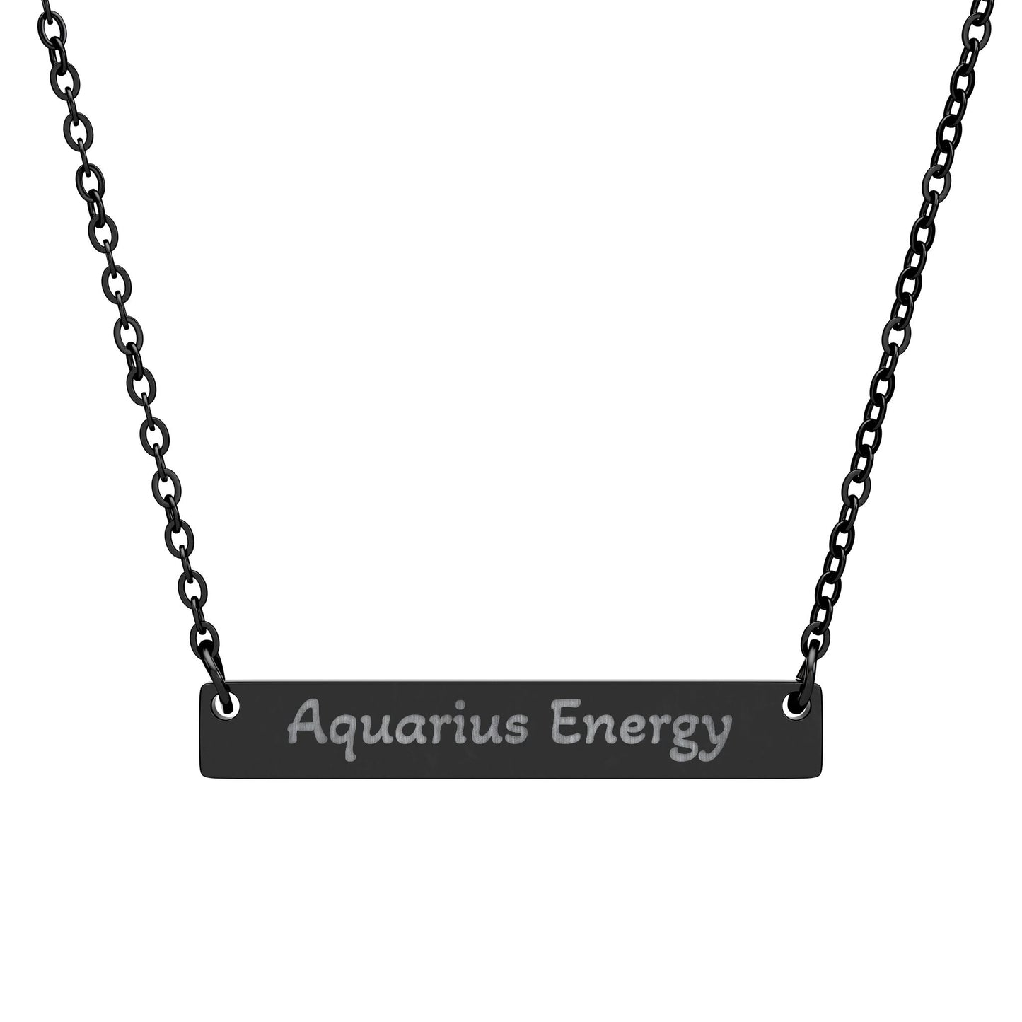Aquarius Energy Engraved Bar Necklace