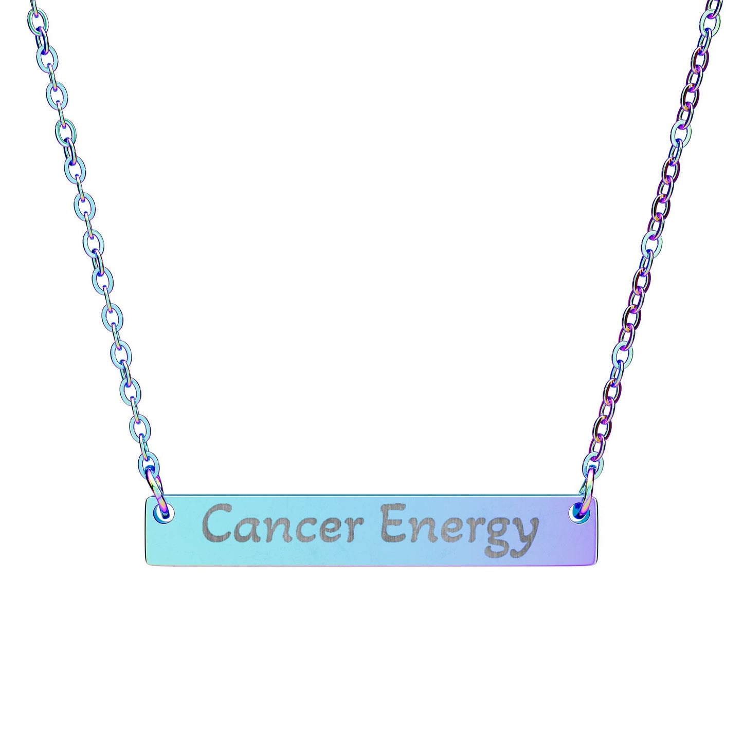 Cancer Energy Engraved Bar Necklace