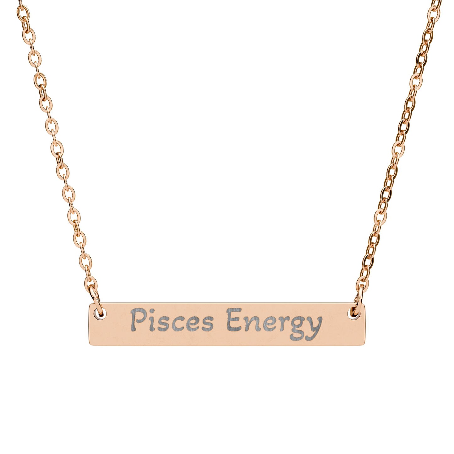 Pisces Energy Engraved Bar Necklace