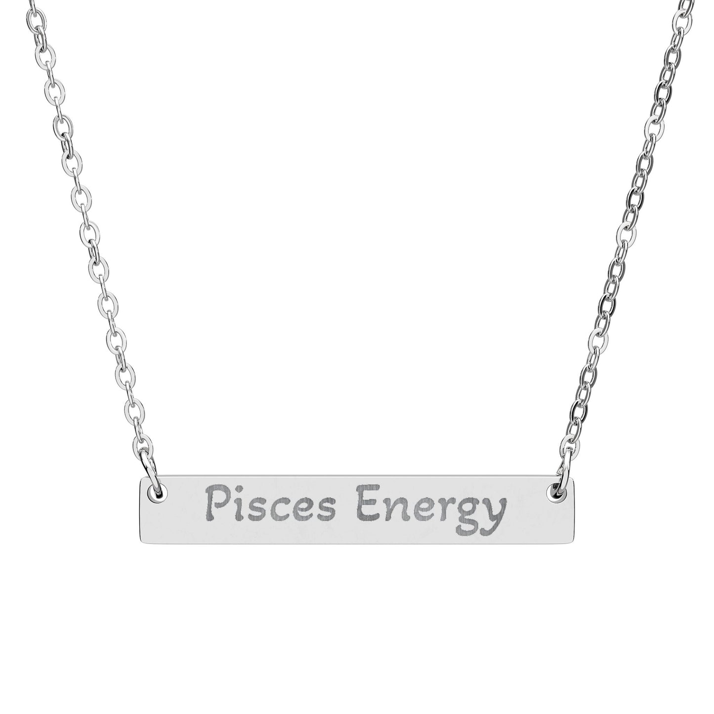 Pisces Energy Engraved Bar Necklace