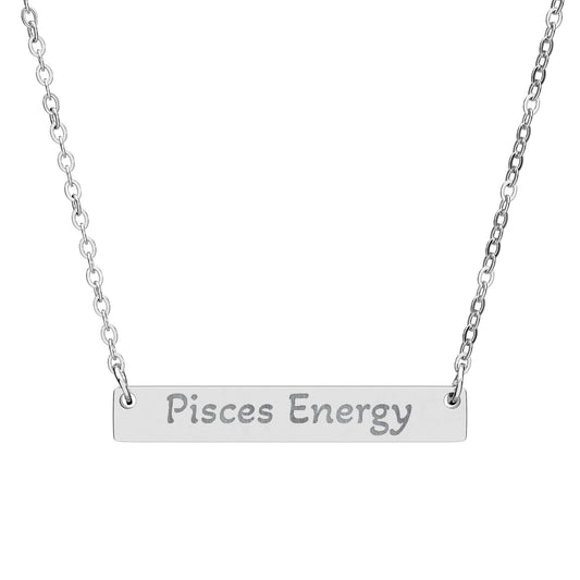Pisces Energy Engraved Bar Necklace