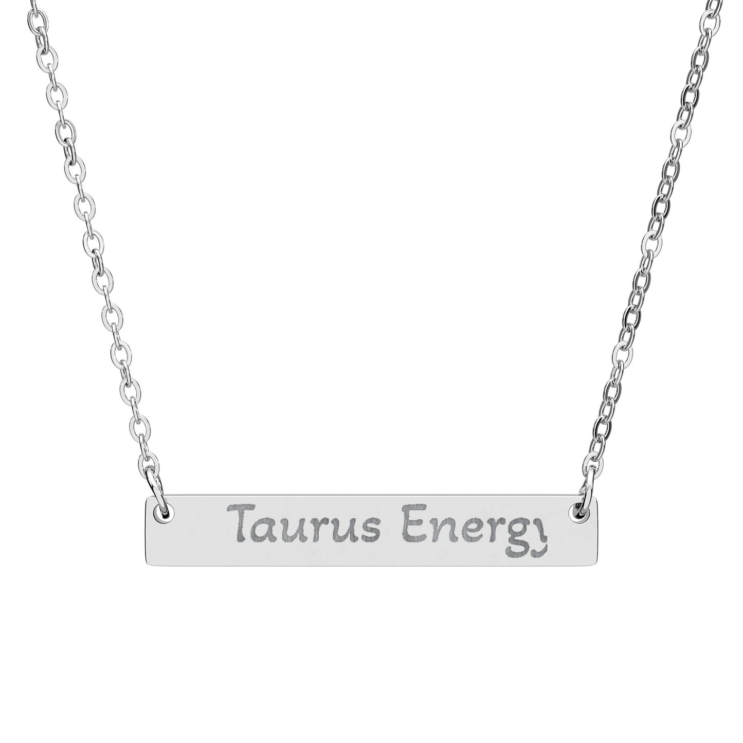 Taurus Energy Engraved Bar Necklace