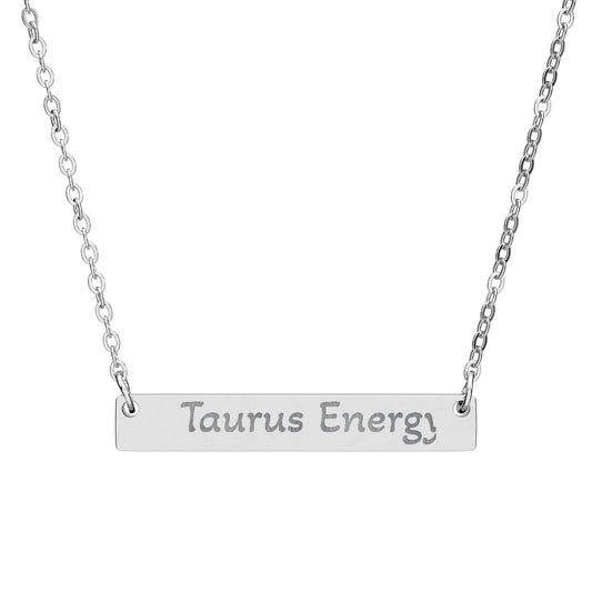Taurus Energy Engraved Bar Necklace