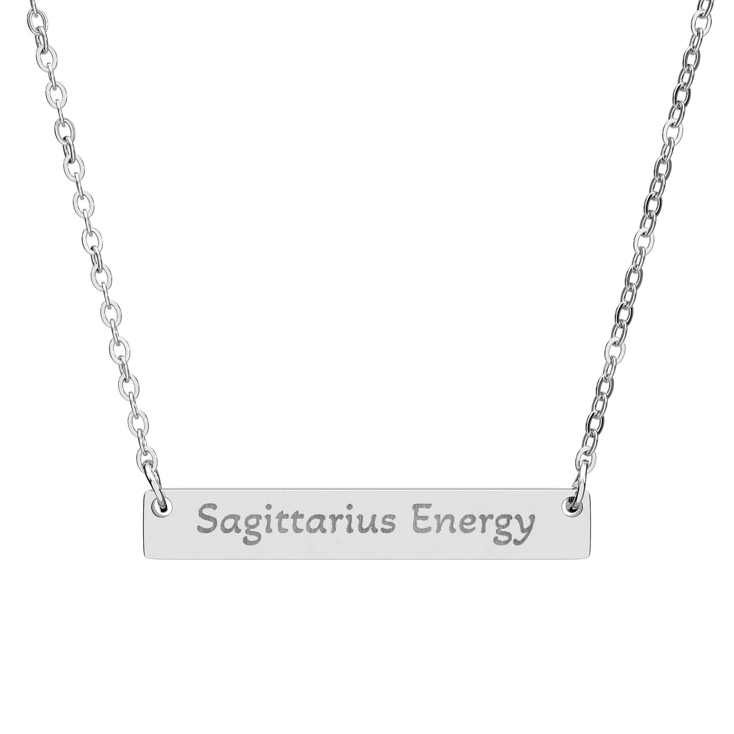 Sagittarius Energy Engraved Bar Necklace