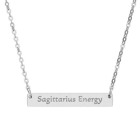 Sagittarius Energy Engraved Bar Necklace