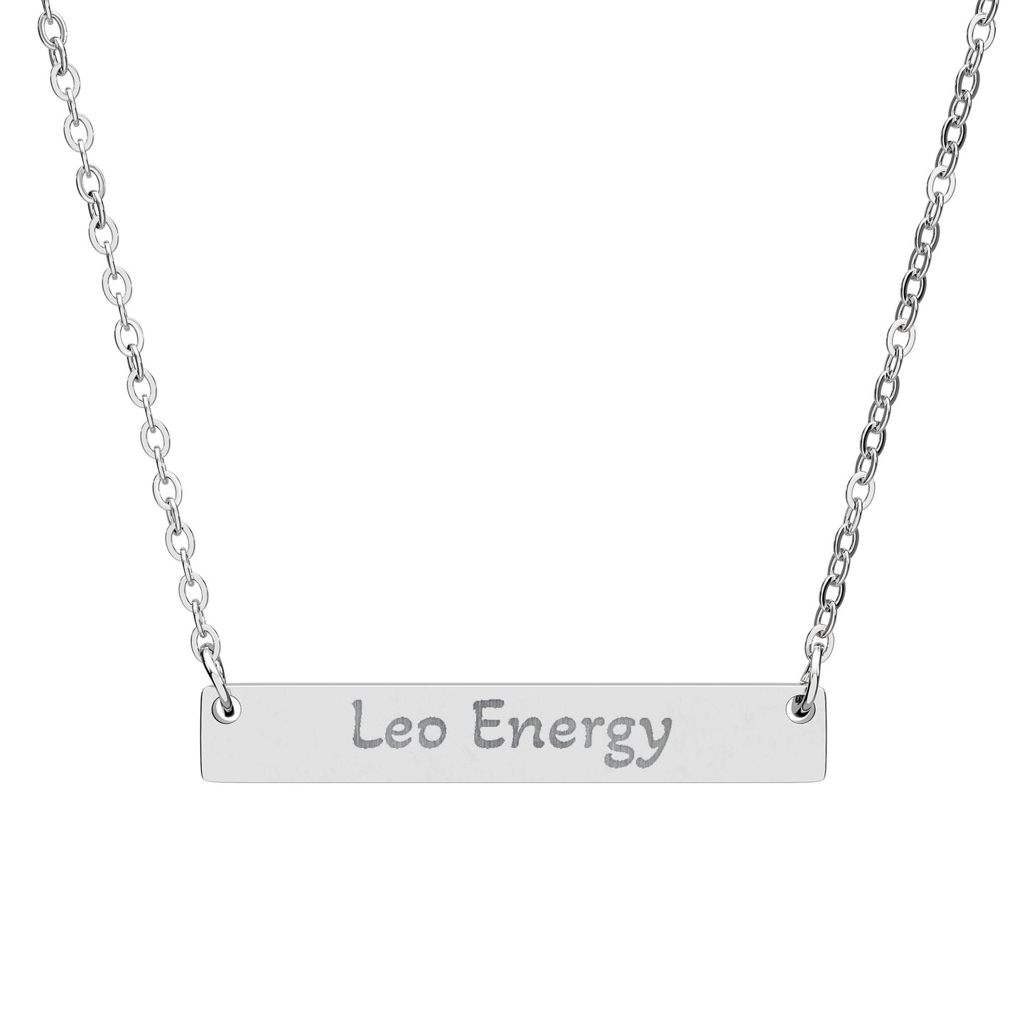Leo Energy Engraved Bar Necklace