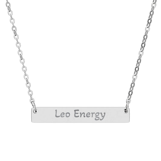 Leo Energy Engraved Bar Necklace