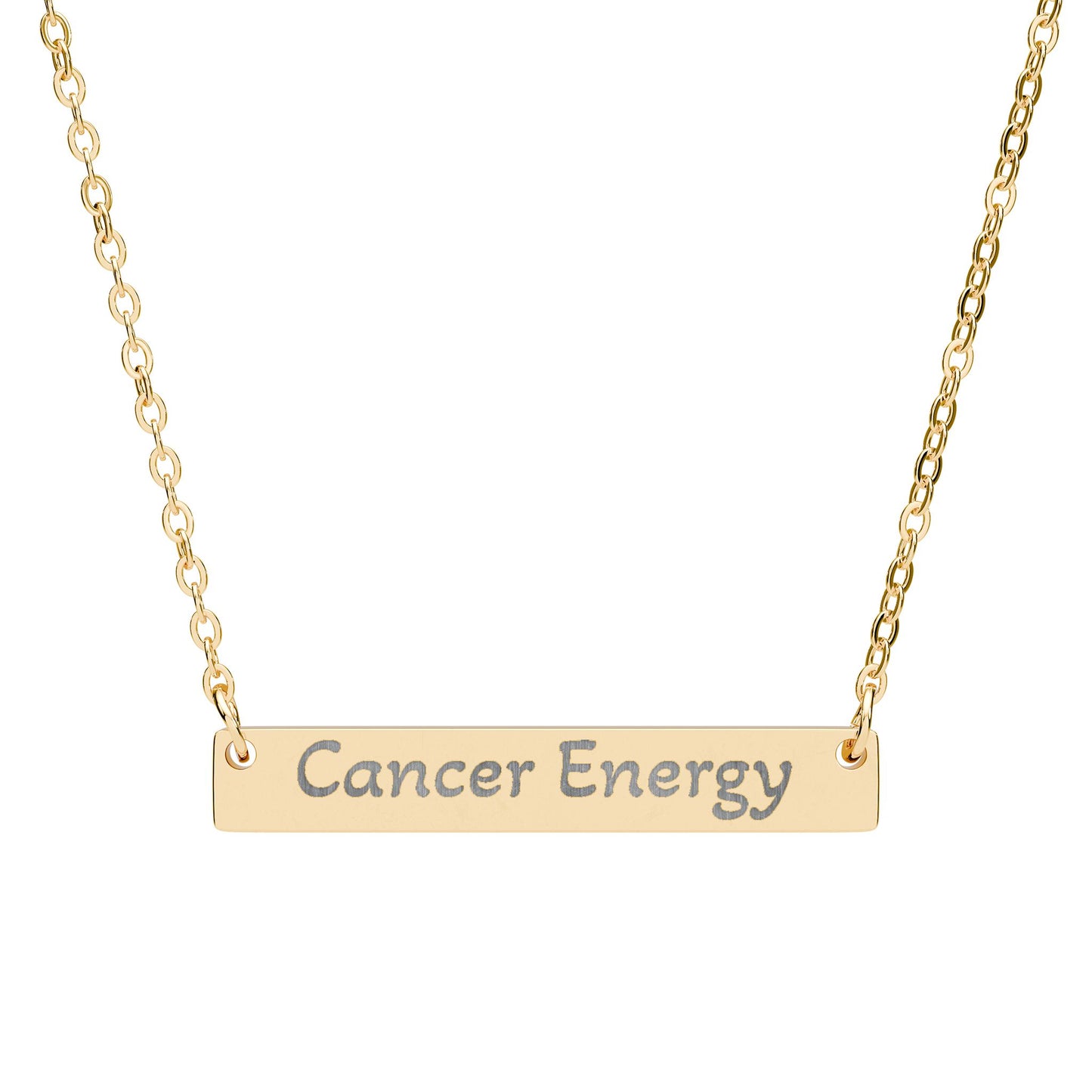 Cancer Energy Engraved Bar Necklace