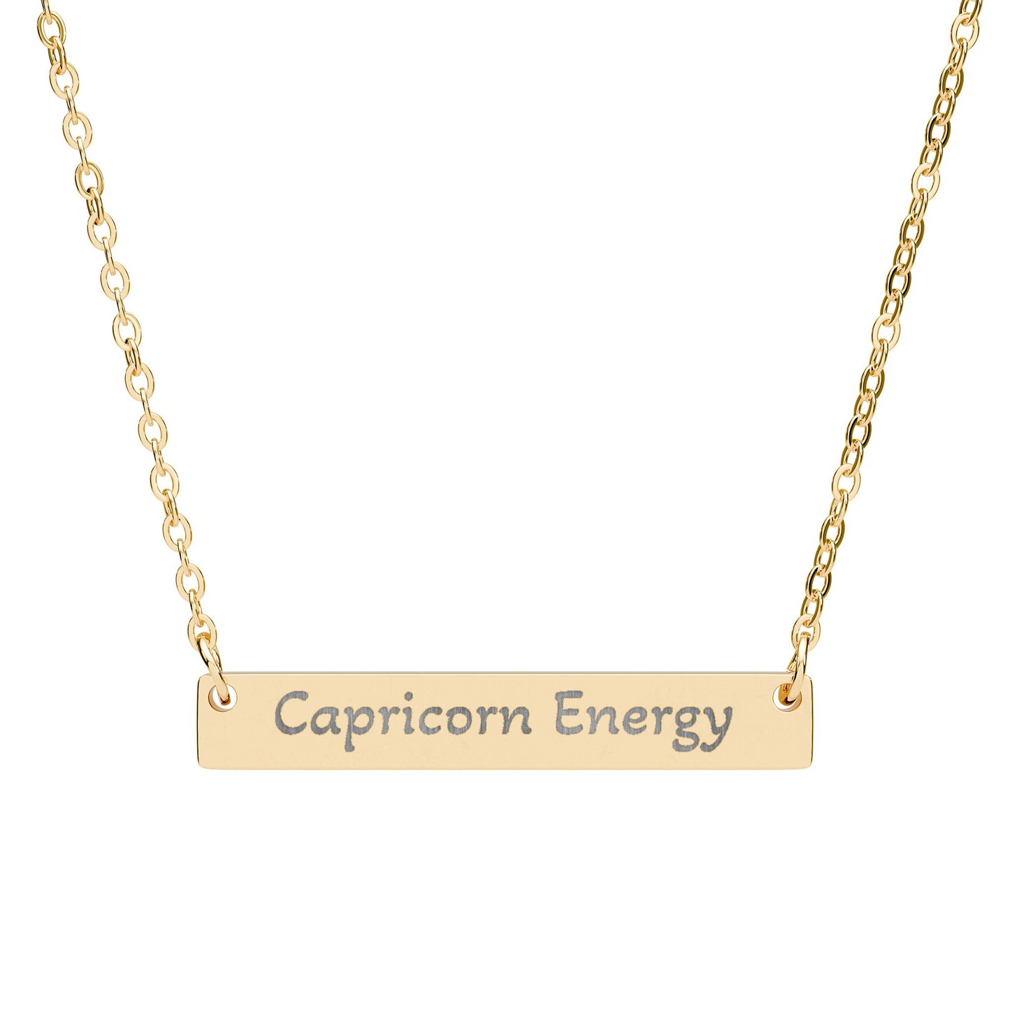 Capricorn Energy Engraved Bar Necklace