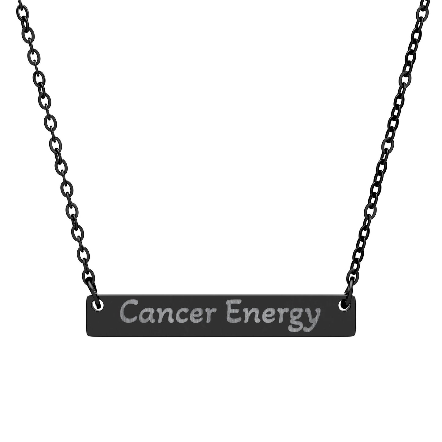 Cancer Energy Engraved Bar Necklace